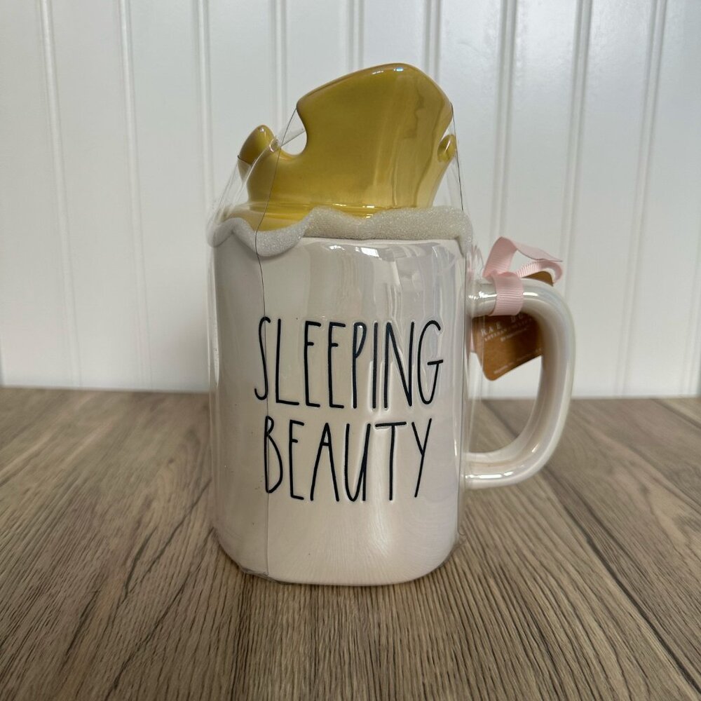 NWT Rae Dunn Sleeping Beauty Mug with Crown Topper